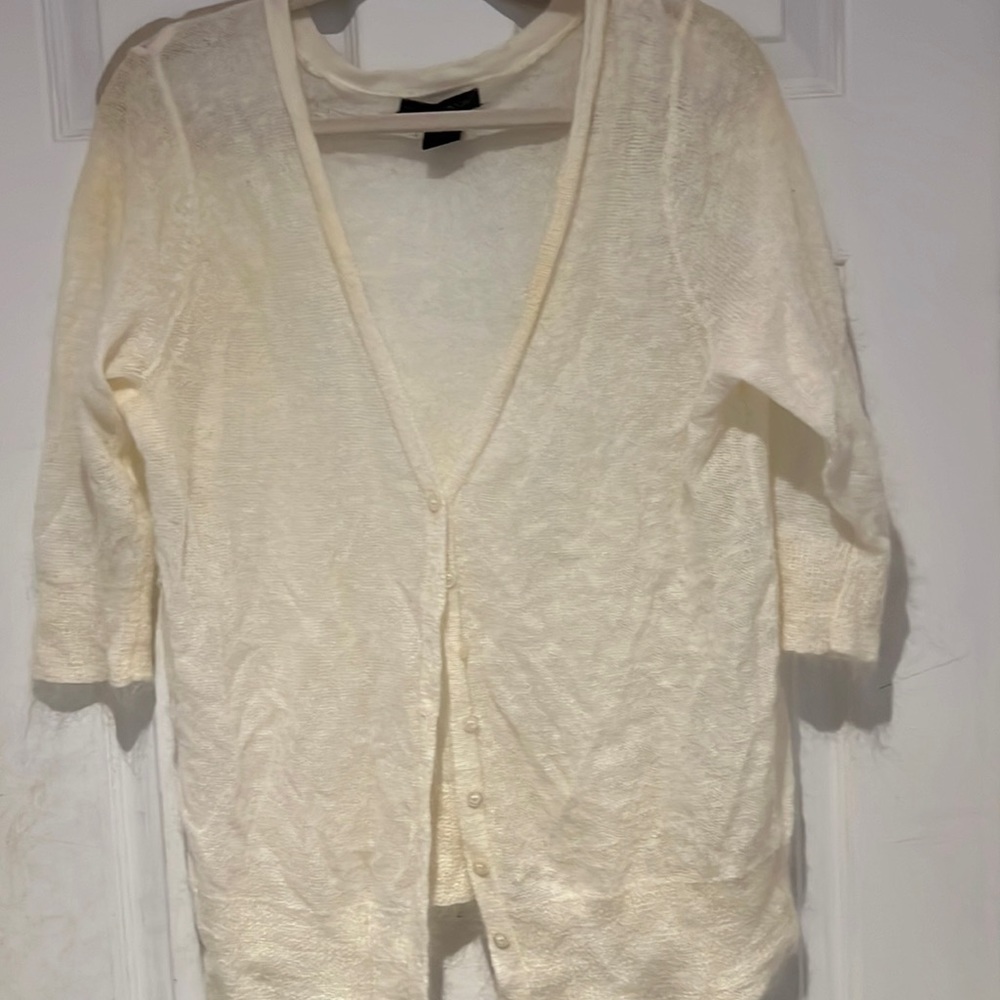 Womens Cream Button Down Thin Soft Cardigan - image 1